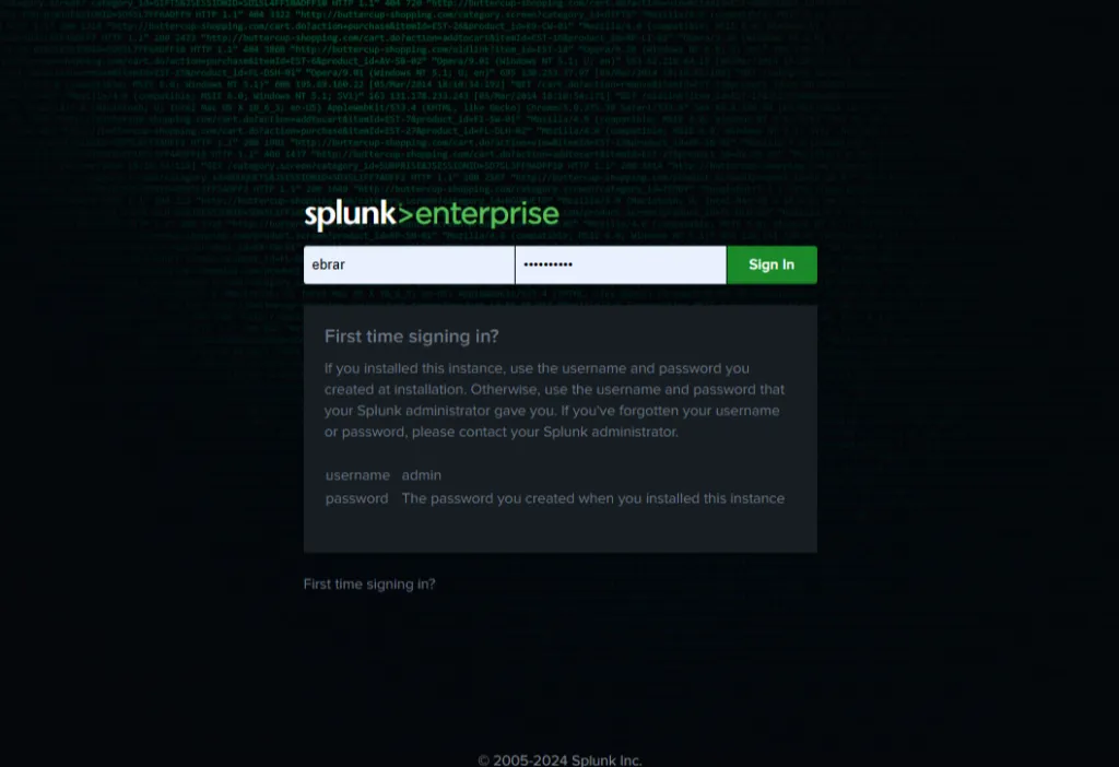 splunk arayüzü